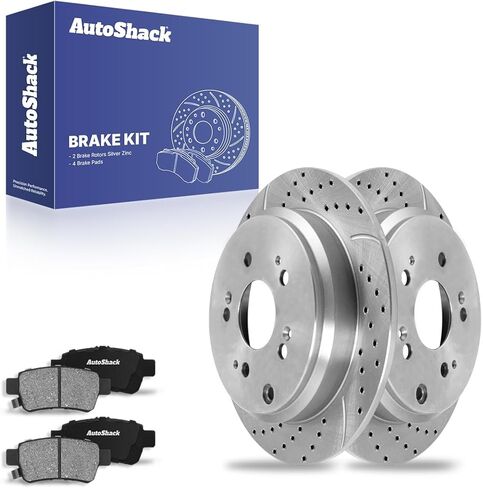 AutoShack Rear Solid Brake Rotors + Premium Ceramic Pads 6-PC Brake Kit Replacement for 2005-2010 Honda Odyssey 12.32" (313 mm) in Saudi Arabia