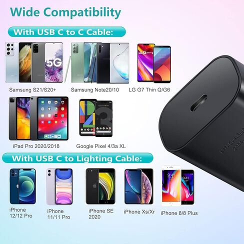 2 حزمة USB C 25W PD شاحن سريع لفون 15 نوع C شاحن الجدار محول التوصيل كتلة شحن سريع متوافق مع iPhone 15 Plus/15 Pro/15 Pro Max/iPhone 14/iPhone 13/iPad Pro/Galaxy S23/S22 (أبيض) in Kuwait