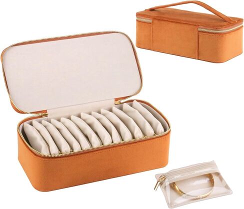 HofferRuffer Jewelry Box Organizer for Women Girls, Travel Jewelry Case with 12 Portable Zipper Bags, Jewelry Storage Ideal for Travel & Home Organization (12pcs-CreamWhite Velvet) in Saudi Arabia