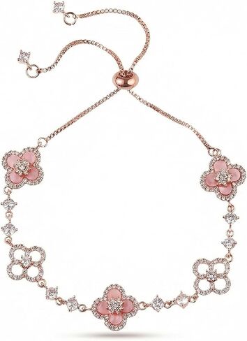 سوار البرسيم الأحمر Joyear ، سوار Clover Clover Clover Gold Shining 18k مطلي بالذهب للمجوهرات للنساء الهدايا in Kuwait