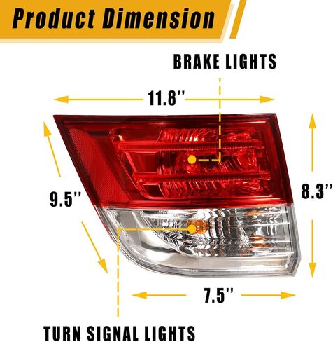 Boine Right Passenger Side Tail Light Compatible With 2014 2015 2016 2017 Honda Odyssey Rear Light Brake Lamps Include Bulb Replaces 33500TK8A11 HO2805104 (Right Passenger Side) in Saudi Arabia