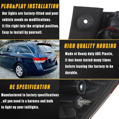 Boine Right Passenger Side Tail Light Compatible With 2014 2015 2016 2017 Honda Odyssey Rear Light Brake Lamps Include Bulb Replaces 33500TK8A11 HO2805104 (Right Passenger Side) in Saudi Arabia