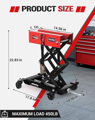 450 LBS Transmission Jack, Heavy-Duty Auto Repair Auto Repair Lifting Jack, Adjustable Low Profile Transmission Jack with Safety Straps & 4 Swivel Wheels, Red in Saudi Arabia