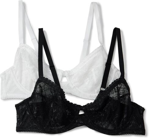 Amazon Essentials Women's Stretch Galloon Lace Wired Balconette Bra, Pack of 2 in Saudi Arabia