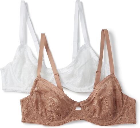 Amazon Essentials Women's Stretch Galloon Lace Wired Balconette Bra, Pack of 2 in Saudi Arabia