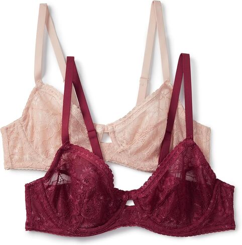 Amazon Essentials Women's Stretch Galloon Lace Wired Balconette Bra, Pack of 2 in Saudi Arabia