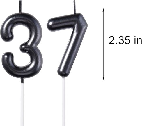 شموع عيد ميلاد ذهبية 2.35 بوصة 37 و73، رقم 37 و73 لتزيين الكيك للرجال والنساء وحفلات أعياد الميلاد in Saudi Arabia
