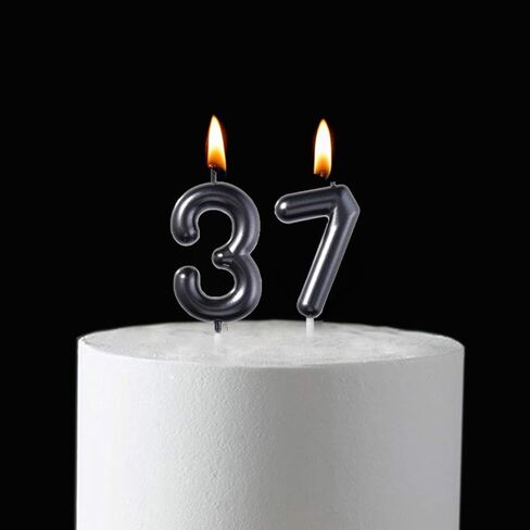 شموع عيد ميلاد ذهبية 2.35 بوصة 37 و73، رقم 37 و73 لتزيين الكيك للرجال والنساء وحفلات أعياد الميلاد in Saudi Arabia