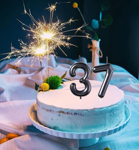 شموع عيد ميلاد ذهبية 2.35 بوصة 37 و73، رقم 37 و73 لتزيين الكيك للرجال والنساء وحفلات أعياد الميلاد in Saudi Arabia
