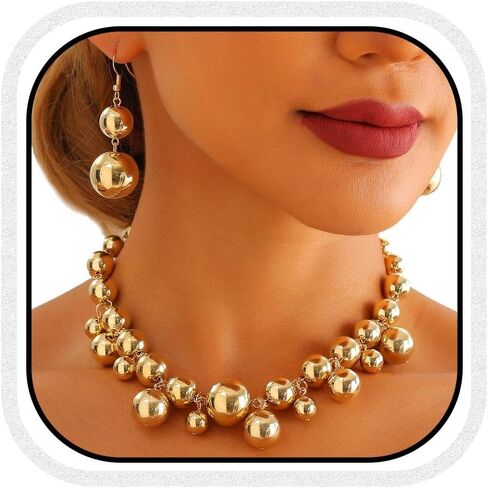 CLOACE Chunky Pearl Choker Necklace Set Gold Beaded Punk Necklaces Dainty Jewelry Accessories for Women in Saudi Arabia