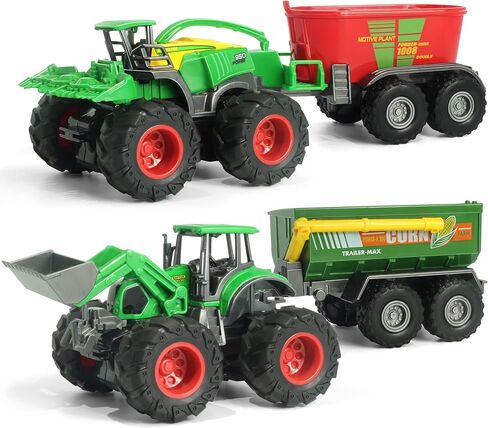 Combine Harvester, Tractor with Trailers, 4PCS Farm Toy Truck Set in Kuwait