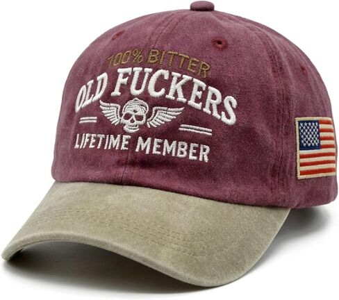 Old Fuckers Club Vintage Baseball Cap,Embroidered 100% Bitter Lifetime Member Hat,Adjustable Distressed Funny Hat in Kuwait