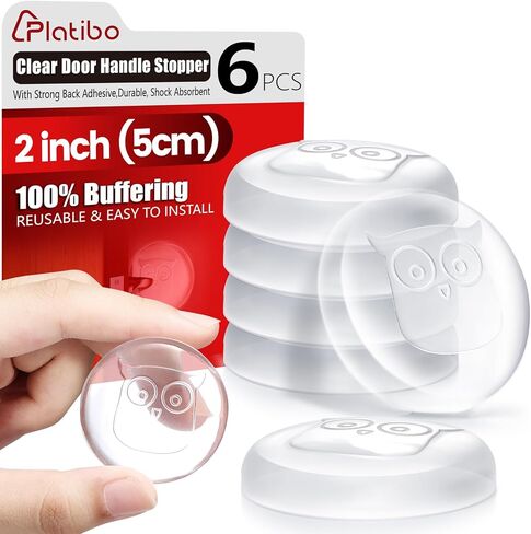 Door Stoppers,Clear Rubber Door Handle Stopper Wall Protector,Door Stoppers for Wall with Strong Back Adhesive,Durable, Shock Absorbent 2 inch 6 PCS (Circular) in Saudi Arabia