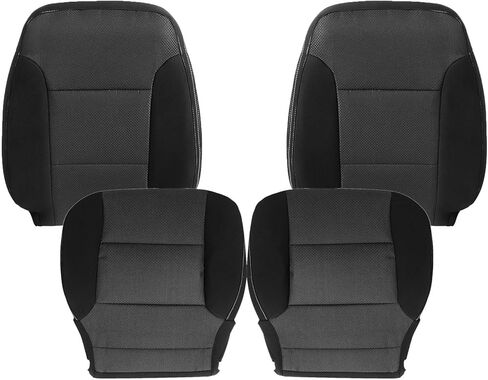 SecosAutoparts 4PCS Driver & Passenger Bottom & Top Lean Back Cloth Seat Covers Jet Black Compatible with Chevy Silverado 1500 2500HD Compatible with GMC Sierra 2014 2015 2016 2017 2018 2019 in Saudi Arabia