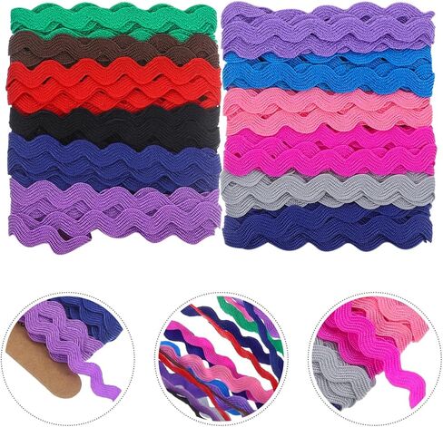 Exceart 2 بكرة 8 مم Rick Rack Trim Zig Zag جديلة منسوجة شريط شريطي للخياطة وتغليف الهدايا وصياغة حفلات الزفاف وحفلات استقبال المولود الجديد (6 ياردات) in Kuwait
