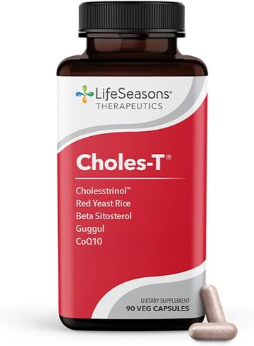 LifeSeasons - Choles-T - مكمل دعم الكولسترول - يعزز صحة القلب ووظائف الكبد - يحافظ على المستويات الطبيعية - أرز الخميرة الحمراء، CoQ10، Guggul & Phytosterols - 90 كبسولة in Kuwait