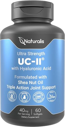 UC-II 40 ملغ مع حمض الهيالورونيك وزيت الجوز الشيا | تعزيز الكولاجين من النوع الثاني المحسّن لتحسين صحة ومرونة مشتركة أفضل | خالية من الغلوتين وغير المعدلة وراثيا | 120 Softgels in Kuwait