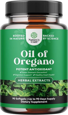 Pure Wild Oregano Oil Softgels - Oil of Oregano Softgels for Immune Support Heart Health and Upset Stomach - Soluble Fiber Antioxidant Supplement Softgels for Bone Health and Daily Energy Boost in Saudi Arabia
