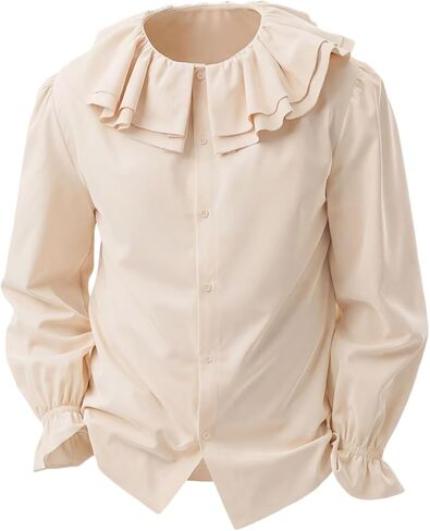 Runcati Mens Medieval Pirate Shirt Ruffle Steampunk Viking Vampire Renaissance Poet Shirts Victorian Halloween Costume Tops in Saudi Arabia