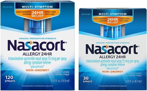 Nasacort 24HR Allergy Nasal Spray for Adults, Non-drowsy & Alcohol Free, 120 Sprays, 0.57 fl. oz. in Kuwait