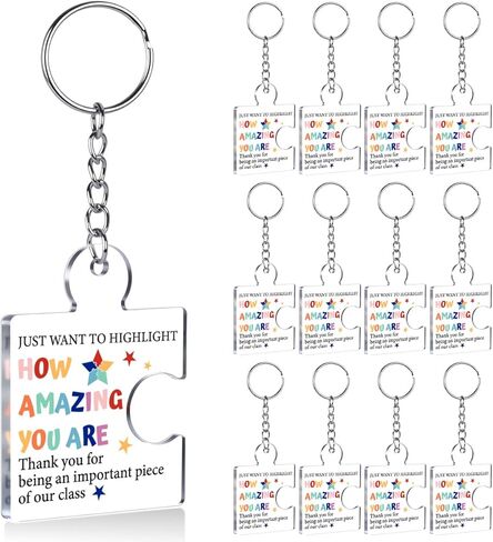 Inspirational Student Gifts from Teacher Bulk, 12 Pcs End of Year Student Gifts, Affirmation Awards Gift for Students, Just Want to Highlight How Amazing You Are Acrylic Puzzle Piece Keychains in Saudi Arabia