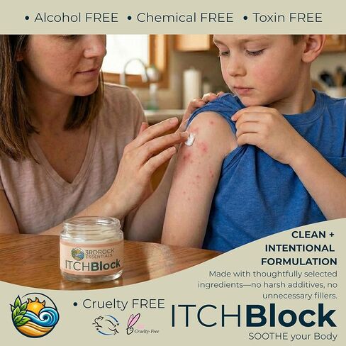 | ITCHBlock All Natural Itch Relief Cream | Chemical Free Bug Bite Relief, Poison Ivy Relief, & Irritated Skin Cream | All Natural Personal Care (1 oz) in Saudi Arabia
