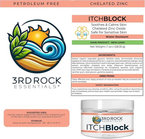 | ITCHBlock All Natural Itch Relief Cream | Chemical Free Bug Bite Relief, Poison Ivy Relief, & Irritated Skin Cream | All Natural Personal Care (1 oz) in Saudi Arabia