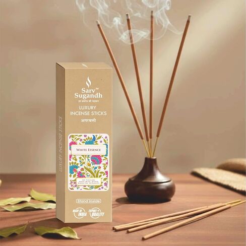أعواد البخور الفاخرة | 9 بوصة اجارباتي | عطر بوجا والتأمل يدوم طويلاً | 80 جم (ورد طازج) in Saudi Arabia