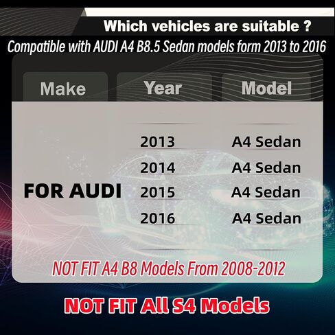 جناح سبويلر خلفي STSEV01 مناسب لسيارة Audi A4/ S4 2017-2024 B9/ B9.5 سيدان، ملحقات خارجية للشفاه باللون الأسود اللامع منقار البط RS بتصميم رياضي in Kuwait