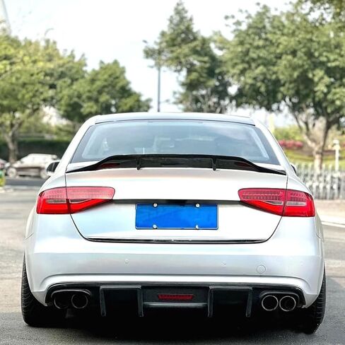 جناح سبويلر خلفي STSEV01 مناسب لسيارة Audi A4/ S4 2017-2024 B9/ B9.5 سيدان، ملحقات خارجية للشفاه باللون الأسود اللامع منقار البط RS بتصميم رياضي in Kuwait