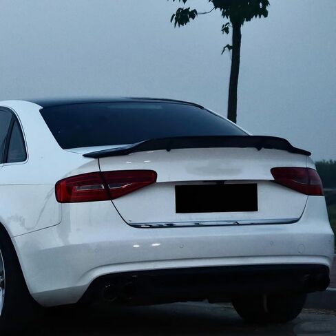 جناح سبويلر خلفي STSEV01 مناسب لسيارة Audi A4/ S4 2017-2024 B9/ B9.5 سيدان، ملحقات خارجية للشفاه باللون الأسود اللامع منقار البط RS بتصميم رياضي in Kuwait