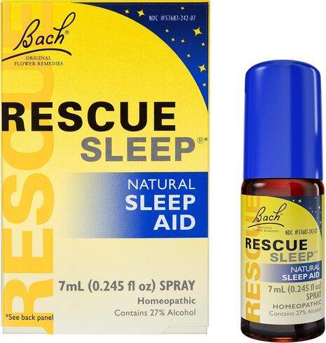 Bach RESCUE SLEEP Spray 7mL, Natural Sleep & Stress Relief Aid, Homeopathic Flower Essence, Vegan, Free of Melatonin, Sugar, and Gluten, Non-Narcotic, Non-Habit Forming in Saudi Arabia