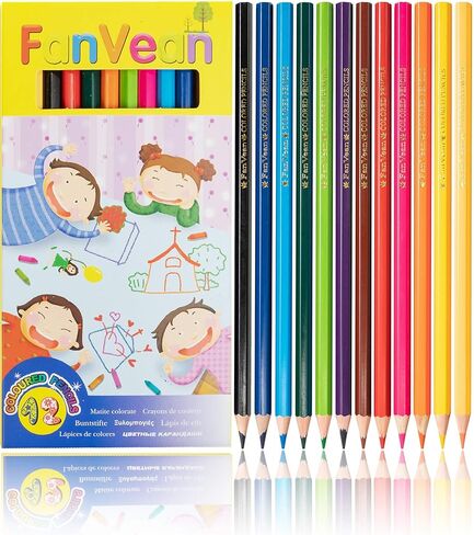 FanVean Colored Pencils,12 Count Presharpened Color Pencil,Classroom Set,School Supplies for Kids in Saudi Arabia