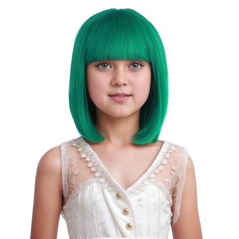 Kids Black Bob Wig Girls Short Straight Natural Black bob Wig with Bangs for Children in Saudi Arabia