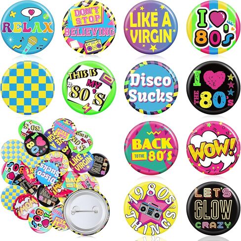 Yaomiao 80's Party Buttons Accessories for Women Pins for Jackets Buttons Pins for Backpacks Clothes 80s Decorations(36 Pcs) in Saudi Arabia