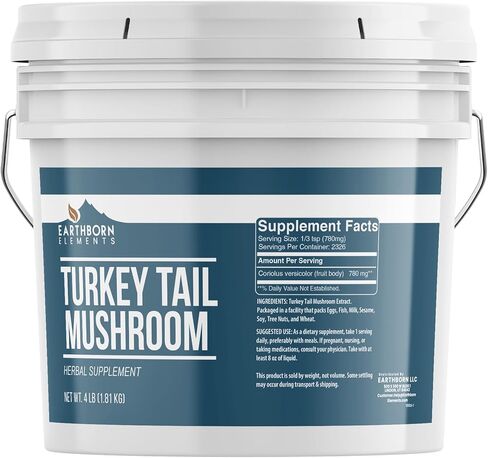 Earthborn Elements Turkey Tail Mushroom 1 Gallon Bucket, Pure & Undiluted, Ground Mushroom Powder in Saudi Arabia