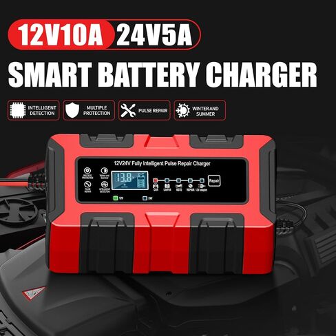 شاحن بطارية 12V 24V للسيارة ، 0-15A ، مشرف بطارية أوتوماتيكية ، شاحن ذكي ، إصلاح ، وضع الشتاء ، لشاحنة السيارات للسيارة ، رف العشب ، حمض القوارب ، AGM ، LifePo4 بطاريات in Saudi Arabia