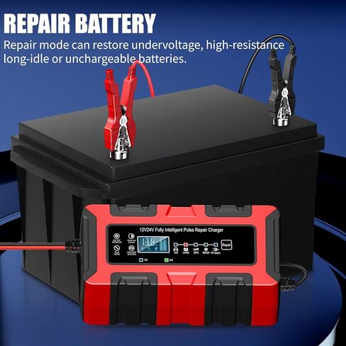 شاحن بطارية 12V 24V للسيارة ، 0-15A ، مشرف بطارية أوتوماتيكية ، شاحن ذكي ، إصلاح ، وضع الشتاء ، لشاحنة السيارات للسيارة ، رف العشب ، حمض القوارب ، AGM ، LifePo4 بطاريات in Saudi Arabia
