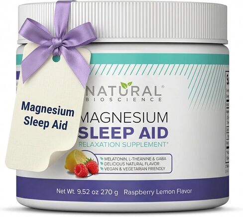 Magnesium Sleep Night Time Powder - Magnesium Citrate, Magnesium Glycinate with Melatonin, L-Theanine and GABA Sleep Aid, Natural Sleep Supplement, Vegan, Gluten-Free, Raspberry Lemon Flavor in Saudi Arabia