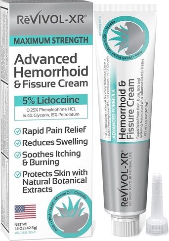 Hemorrhoid Treatment & Fissure Cream. Fast Relief of Swelling Pain Itch Burn +Protects Skin. 5% Lidocaine, Glycerin, Aloe, Witch Hazel, Botanical + Vitamins. Most Complete Blend Formula. Made-in-USA. in Kuwait