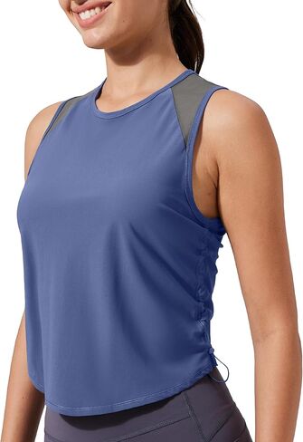 Pioneer Camp Women's Workout Tank Tops Mesh Panel Loose Fit Muscle Tank Athletci Sleeveless Yoga Running Shirts in Saudi Arabia