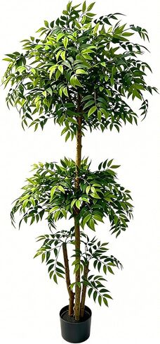 6FT Monstera الاصطناعي، نباتات الجبن السويسري وهمية فو الاستوائية مع اللحاء ووعاء أسود للداخلية في الهواء الطلق مكتب غرفة المعيشة ديكور المنزل in Saudi Arabia