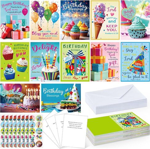 24 Pack Religious Christian Birthday Cards Bulk with Scripture Bible Verse Christian Blessings 4.5 x 6.2 inch Religious Birthday Cards with Envelopes and Stickers (Scenic Style) in Saudi Arabia
