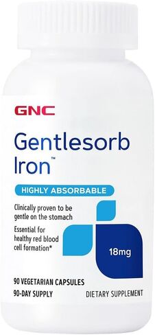 GNC Gentlesorb Iron 18mg, 90 Capsules, Gentle on Stomach Lining and Highly Absorbable in Saudi Arabia