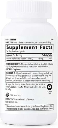 GNC Gentlesorb Iron 18mg, 90 Capsules, Gentle on Stomach Lining and Highly Absorbable in Saudi Arabia
