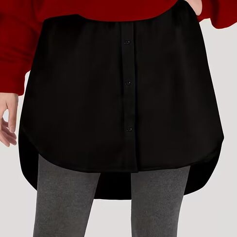 Women's Casual A-Line Midi Skirt – Versatile Solid Color with Faux Button Hem | Perfect for Layering and Everyday Outfits in Saudi Arabia