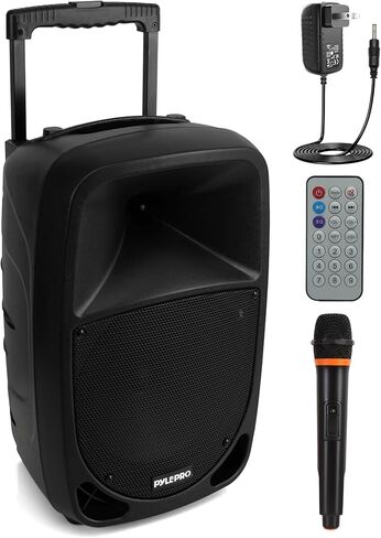 Pyle 1000W Portable Bluetooth PA Speaker - 10'' Karaoke Speaker System with UHF Wireless Microphone, Remote Control & Built-in Rechargeable Battery, MP3/USB/SD, LED Battery Indicator Lights - PSBT105A in Saudi Arabia