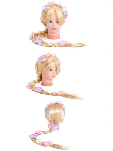 Rabtero Girls Princess Wig, Rapunzel Costume Dress Up Accessory Wig, Kids Rapunzel Plaits Blonde Wigs for Girls in Saudi Arabia