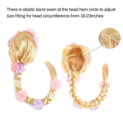 Rabtero Girls Princess Wig, Rapunzel Costume Dress Up Accessory Wig, Kids Rapunzel Plaits Blonde Wigs for Girls in Saudi Arabia