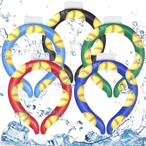 5 Pcs Wearable Cooling Neck Wraps Reusable Neck Cooler Neck Cooling Tube Ice Neck Wrap Hands Free Cold Ice Pack Gel for Hot Weather Summer Outdoor Indoor Cooling Heat Dissipation (Fresh Colors) in Kuwait